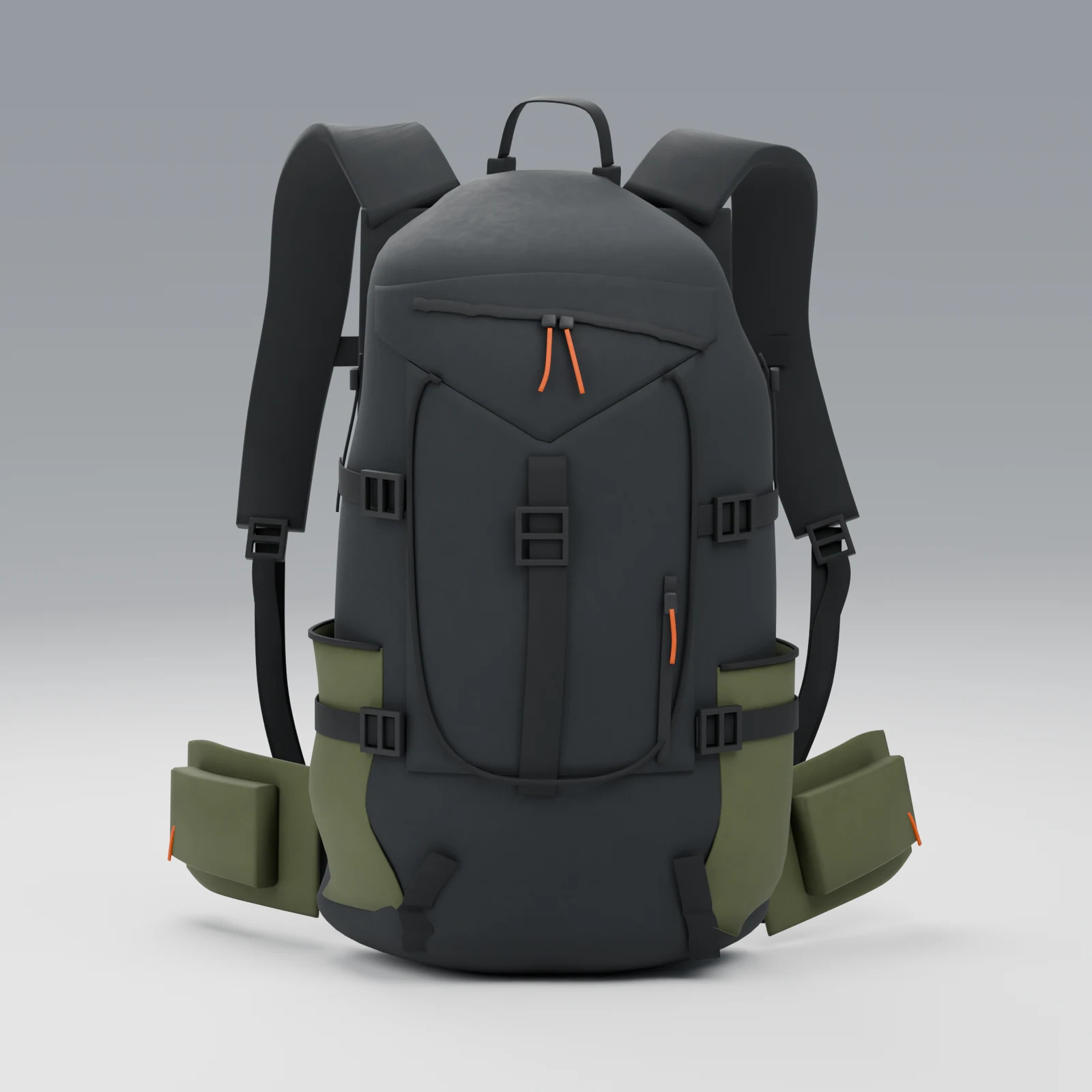 Full rebuilt backpack on a bright neutral studio background
