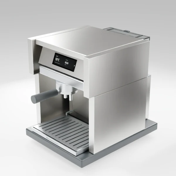 Espresso machine in a bright neutral studio